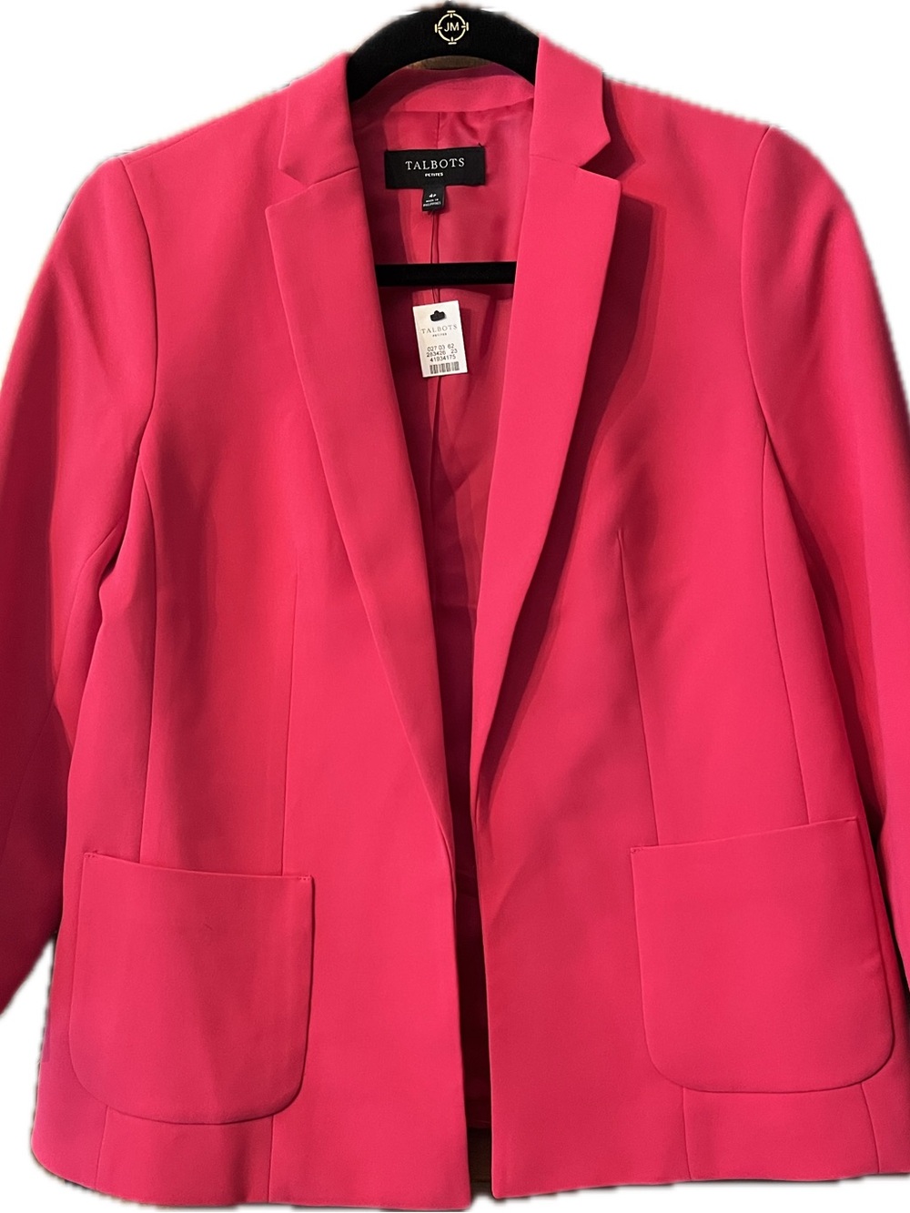 Talbots pink 3/4 sleeve Tailored Notch Lapel Blazer